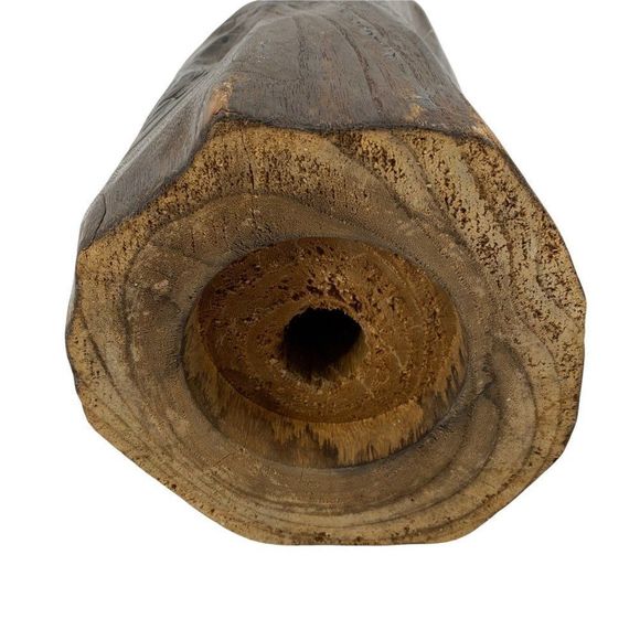 Asian Hand Carved Wood Brush Pot Vase Bamboo Painting 0792 - Picture 3 of 9